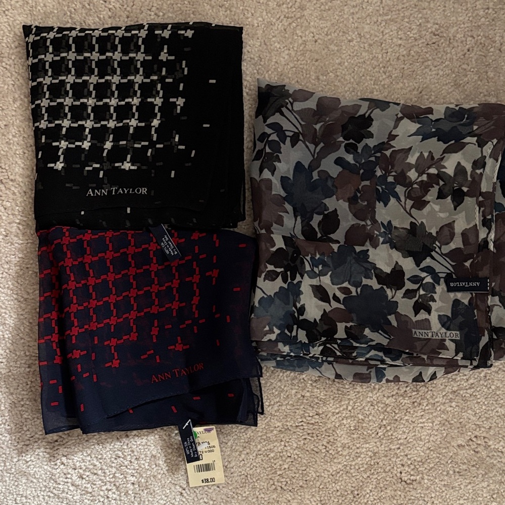 3 Ann Taylor silk neck scarves
